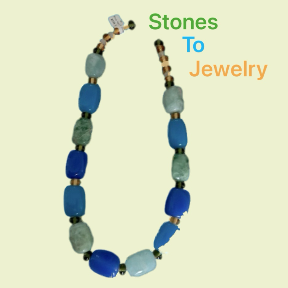 Elegant NWT Blue Agate Necklace SS Clasp